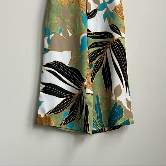 Chico's 00 Pull On Wide Leg Crop Fashion Culotte Santa Ponsa Palm Palazzo pants - Picture 4 of 13